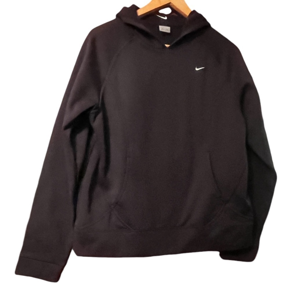 Nike Therma-FIT Hoodie Women Sz L 12-14 Black Swoosh Sweatshirt